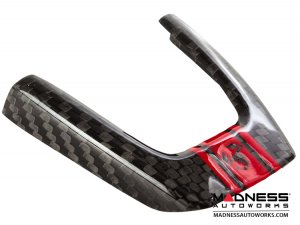 FIAT 500 Steering Wheel Trim - 3 piece kit - Carbon Fiber - Red Racing Stripe